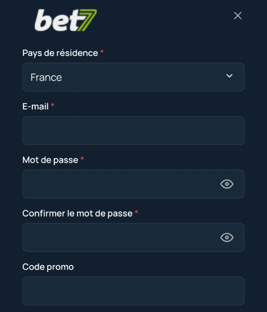 Inscription sur Bet7 Casino en quelques minutes